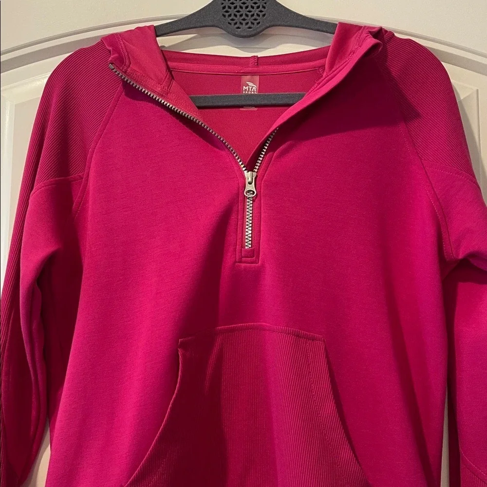 MTA Sport Girls‎ Half-Zip Hooded Pink Pullover XL 14/16